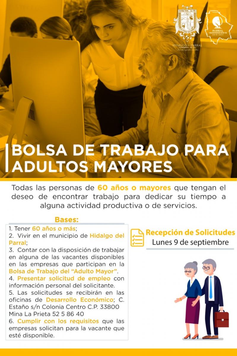 Bolsa de trabajo para adultos mayores de 60 años