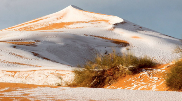Nieva en el desierto del Sahara por tercera vez, en 40 años