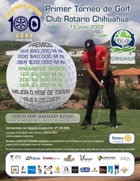 Club Rotario Chihuahua invita a su torneo de Golf con causa.