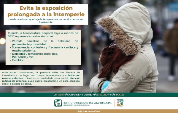 Exhorta IMSS Chihuahua no exponerse de manera prolongada a bajas temperaturas