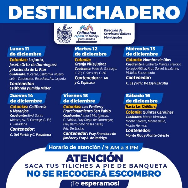 Visitará programa Destilichadero 10 colonias la siguiente semana