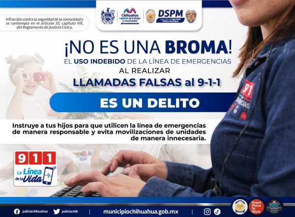 Exhorta Gobierno Municipal a no realizar llamadas falsas a la línea de emergencias 9-1-1
