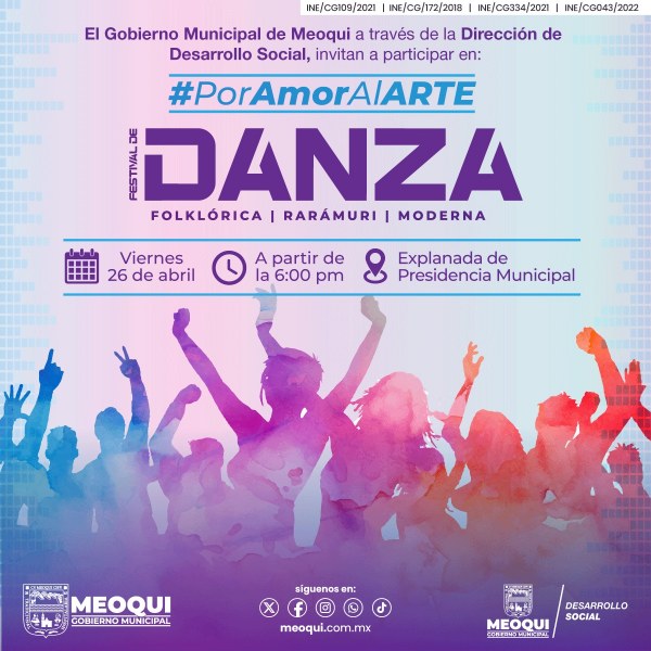 Este viernes Festival de Danza en la explanada de la Presidencia de Municipal de Meoqui