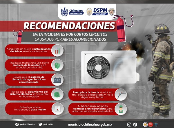 Emite Bomberos recomendaciones para prevenir incidentes por el uso de aires acondicionados