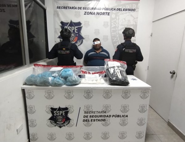 Detiene SSPE a hombre con 3 kilos de presunta droga en Juárez