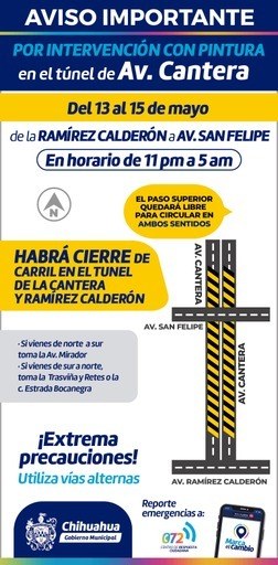 Alerta vial, recuerda que habrá intervención de limpieza en túnel de avenida La Cantera