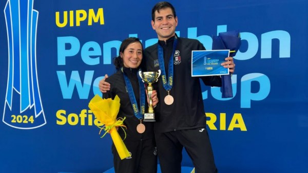 Los mexicanos Catherine Oliver y Duilio Carrillo conquistan medalla de bronce en la Copa del Mundo de Pentatlón Moderno
