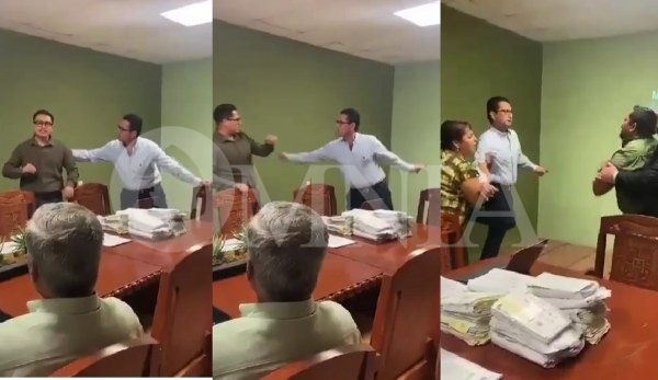 Video: Alcalde de Morena que va por la reelección se lanza a los golpes contra su suplente y desata pelea del cabildo de Guadalupe DB
