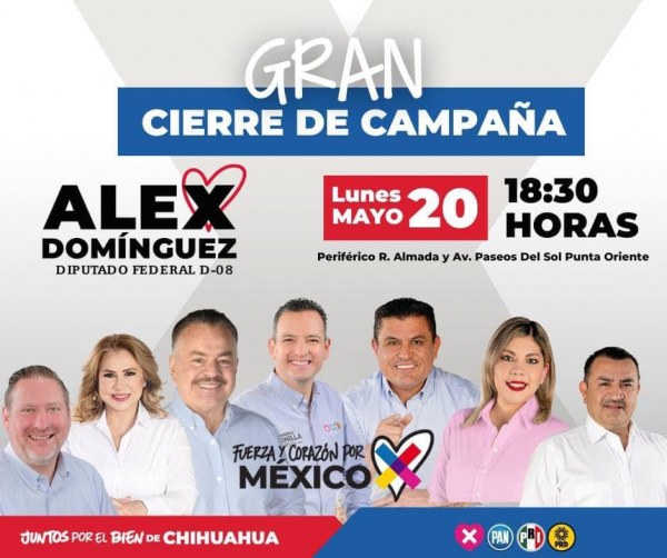 Cerrará campaña hoy Alex Domínguez con Tony Meléndez en magno evento