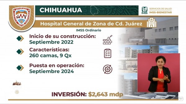 En agosto se pone en operación el nuevo Hospital General de Zona del IMSS en Ciudad Juárez: Zoé Robledo