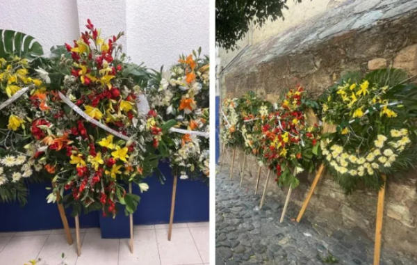 Dejan coronas fúnebres con nombres de candidatos en Guanajuato