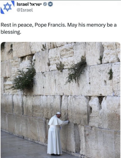 Gobierno israelí borra sus condolencias al papa Francisco por su apoyo a Palestina