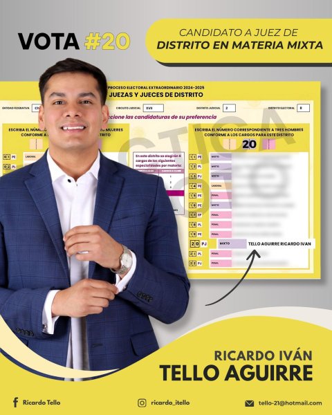 Ricardo Tello busca el cargo de Juez de Distrito en Materia Mixta #20