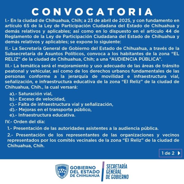 La Secretaría General de Gobierno convoca a habitantes del 