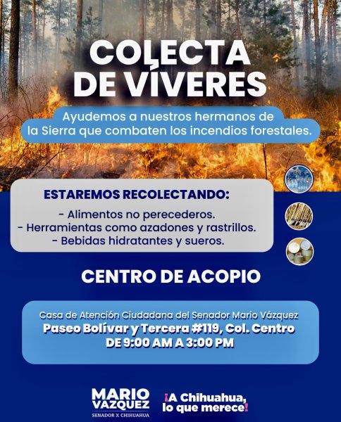 Invita Casa de Atención Ciudadana de Mario Vázquez a donar víveres para brigadistas en la sierra