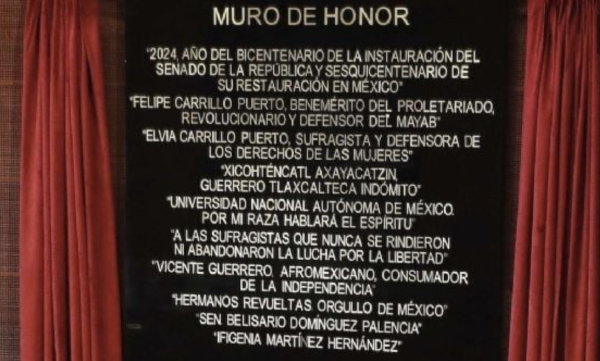 Senado devela el nombre de Ifigenia Martínez en el Muro de Honor