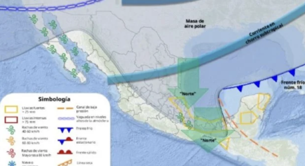 Masa de aire polar reforzará al frente frío 18 y cubrirá al país; así lloverá entre viernes y lunes