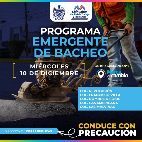Atenderá Municipio cinco zonas con bacheo este miércoles 10 de diciembre