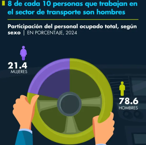 8 de cada 10 personas que trabajan en el sector de transporte son hombres