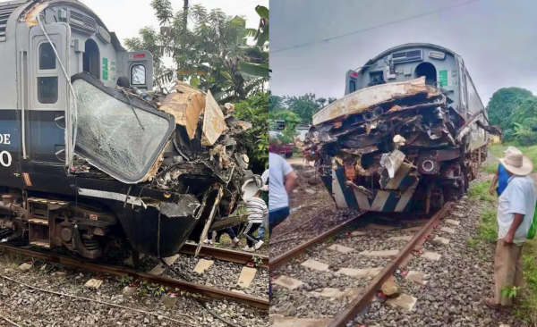 Tráiler choca con el Tren Interoceánico al intentar ganarle el paso en Chiapas