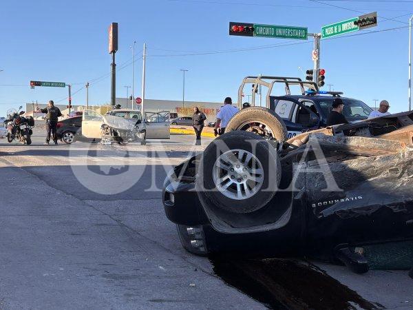 Choque volcadura deja una menor lesionada al norte de la ciudad