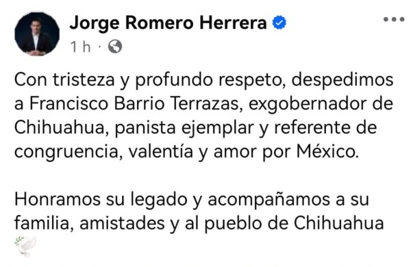 Jorge Romero lamenta el fallecimiento de Pancho Barrio; lanza breve mensaje en redes