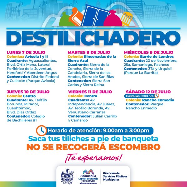 Conoce en qué colonias estará el Destilichadero del 7 al 12 de julio
