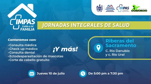 Brindará Municipio servicios de salud este 10 de julio en Riberas del Sacramento