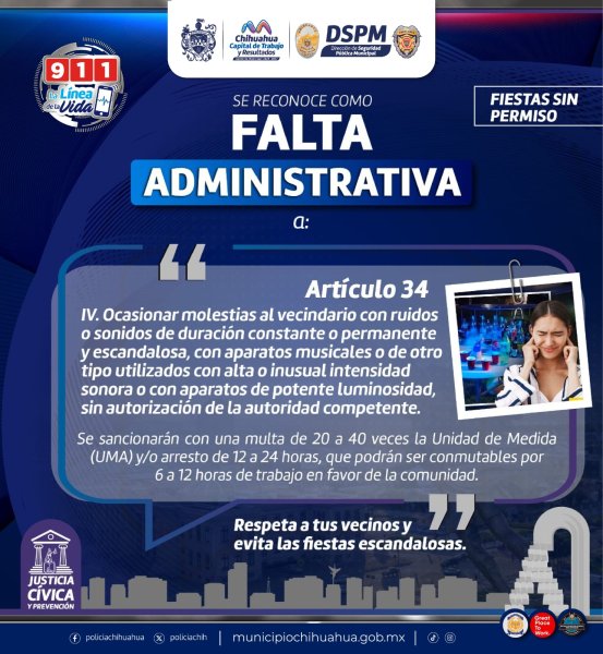 Exhorta Policía Municipal ser respetuosos con los vecinos y evitar fiestas escandalosas