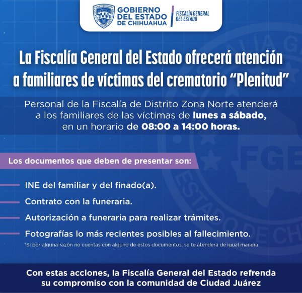Mantendrá Fiscalía atención a familiares víctimas de Crematorio “Plenitud”