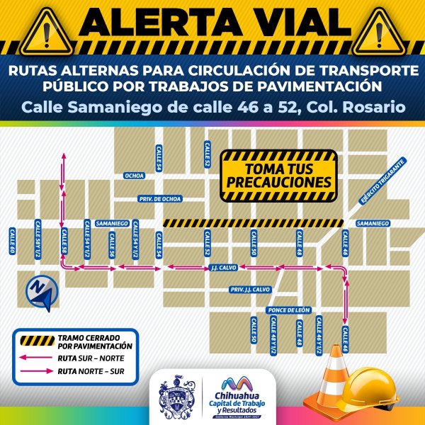 ¡AVISO! Cerrará Municipio tramo de la calle Samaniego por avance de pavimentación