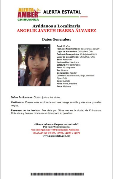 Mantiene FEM diligencias de búsqueda de niña en Chihuahua