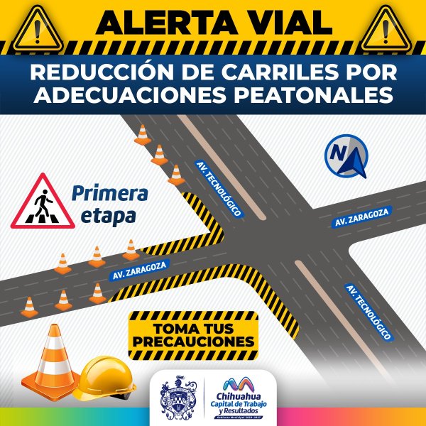 ¡Alerta! Habrá reducción de carriles en las avenidas Zaragoza y Tecnológico por adecuaciones peatonales