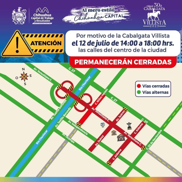 Informa Municipio sobre cierre de calles por Cabalgada Villista 2025