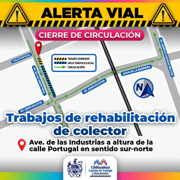 Alerta Vial cierran tramo de la avenida Industrias por labores de rehabilitación de colector