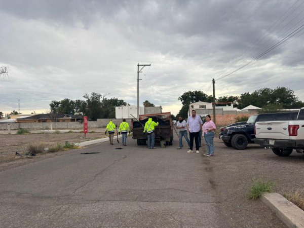 Concluyen en Camargo trabajos de bacheo en calle Allende
