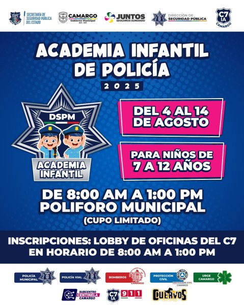 Invita el Municipio de Camargo a la Academia Infantil de Policía 2025