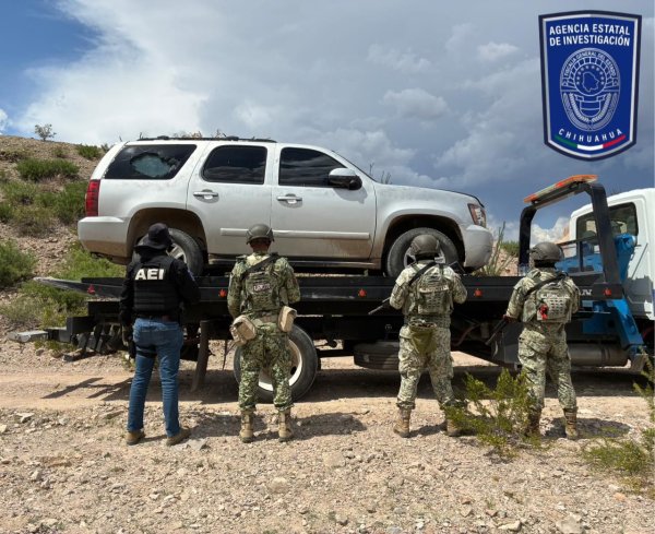 Aseguran AEI y Defensa vehículo Tahoe blindado en brecha de Ojinaga