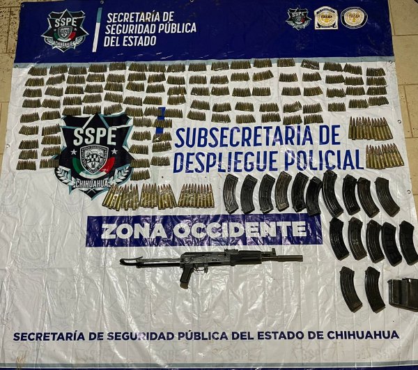 Asegura Policía del Estado arma larga, municiones y vehículo con reporte de robo en Moris