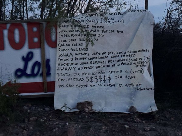 Investiga FGE a señalados en narcomanta: Santiago de la Peña