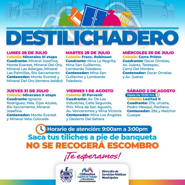 Visitará programa Destilichadero seis colonias del 28 de julio al 2 de agosto