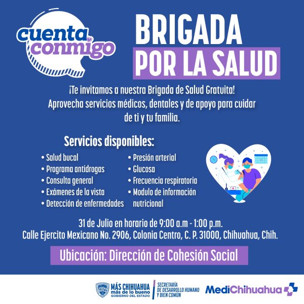 Invita Desarrollo Humano a aprovechar la Brigada de Salud gratuita este jueves