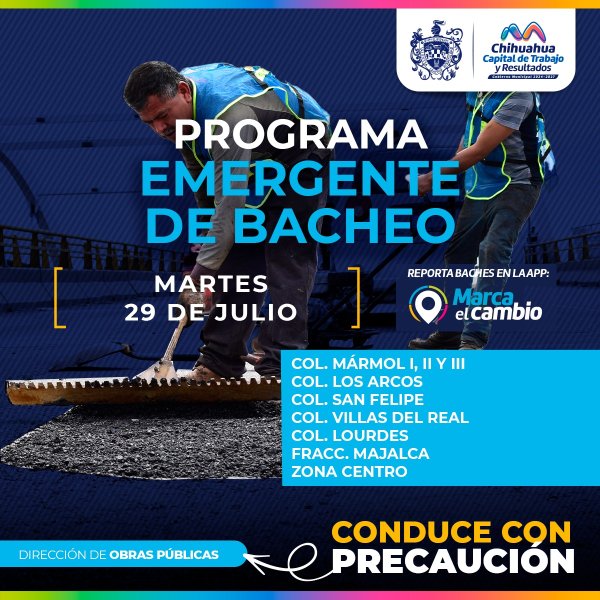 Conoce donde intervendrá Municipio con bacheo este 29 de julio