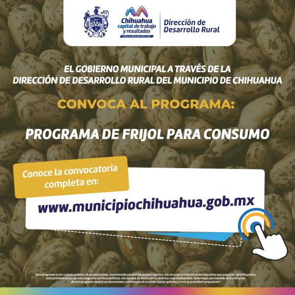 Abre Gobierno Municipal convocatoria para entrega de frijol de consumo para habitantes de la zona rural