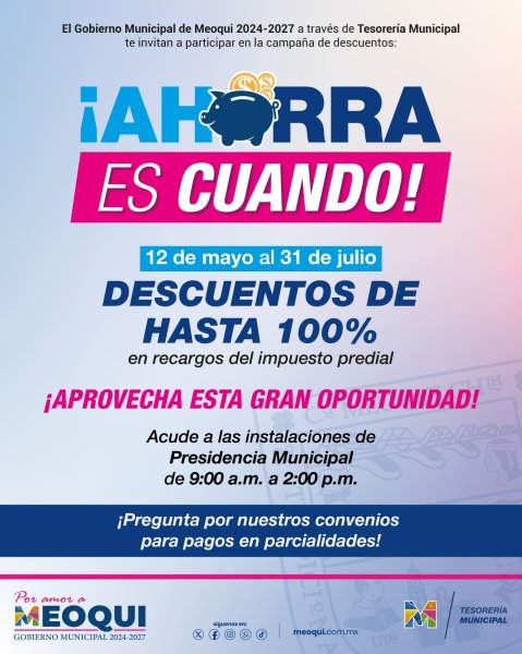 En Meoqui, hasta 100% de descuento en recargos del Predial, disponible en Guadalupe Victoria y Cárdenas