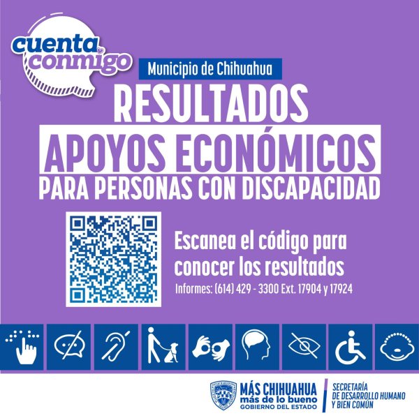 Publica SDHyBC resultados de convocatoria de apoyos económicos para personas con discapacidad en Chihuahua capital