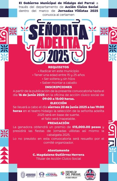Continúa abierta la convocatoria para el certamen “Señorita Adelita 2025”