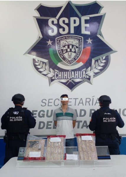 Detiene SSPE a sujeto con arma de fuego, cartuchos y droga