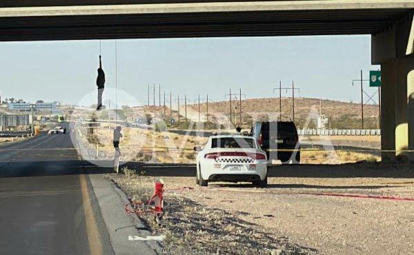 Macabro hallazgo en carretera a Juárez; cuelgan a dos supuestos huachicoleros en puente rumbo a Santa Teresa