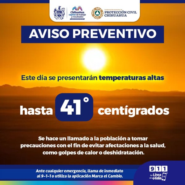 Alerta Municipio por temperaturas de hasta 41°C hoy en la capital